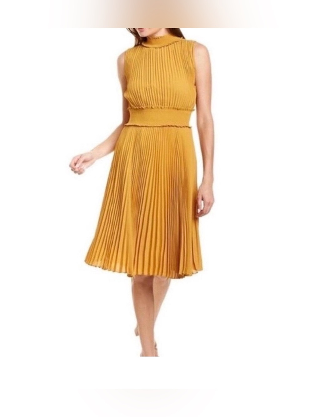 Pleated halter style marigold midi dress size 16
